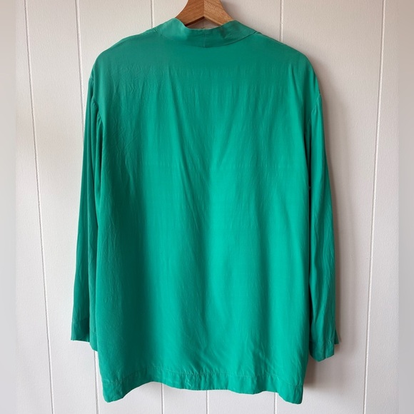 Viewpoint 100% Silk Teal Open Front Cardigan - Picture 5 of 5